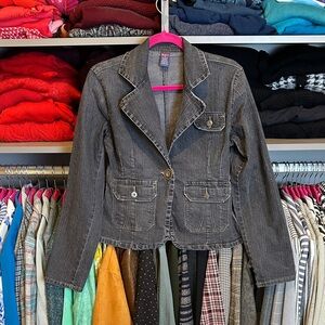 KIT gray 4 pocket one button closure jean blazer size S